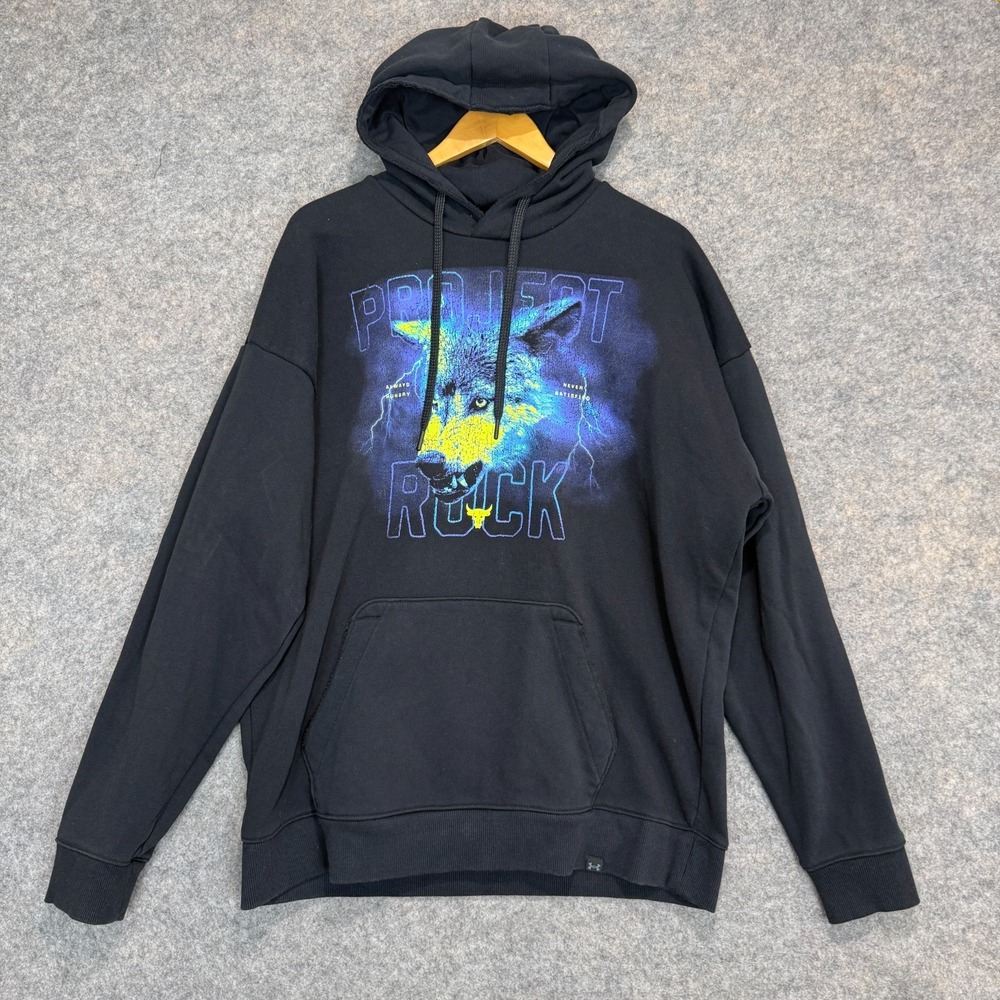Under Armour Project Rock Wolf Heavyweight Terry Hoodie Sweatshirt Mens XL‎ Rare